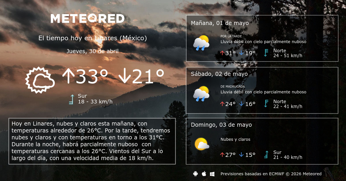 clima linares nuevo leon 14 dias
